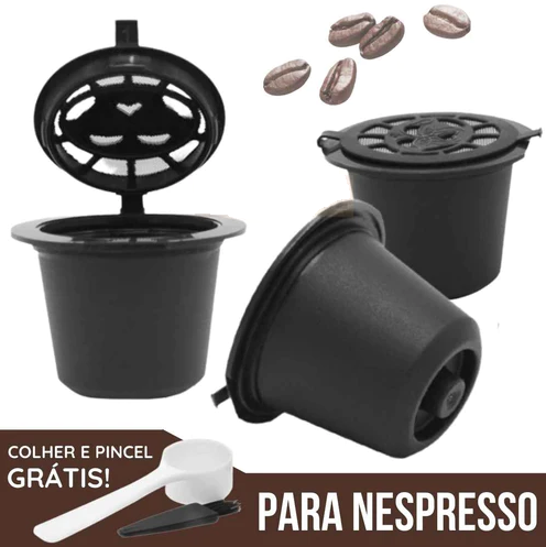 Kit 3 Cápsulas Reutilizáveis para Maquina de café Dolce Gusto, Nespresso e Tres Corações + brindes - (Edição Premium))